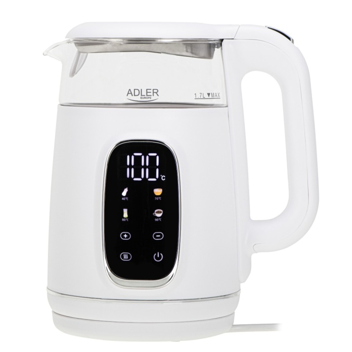 Szklany czajnik elektryczny Adler AD 1305 z regulacją temperatury LED